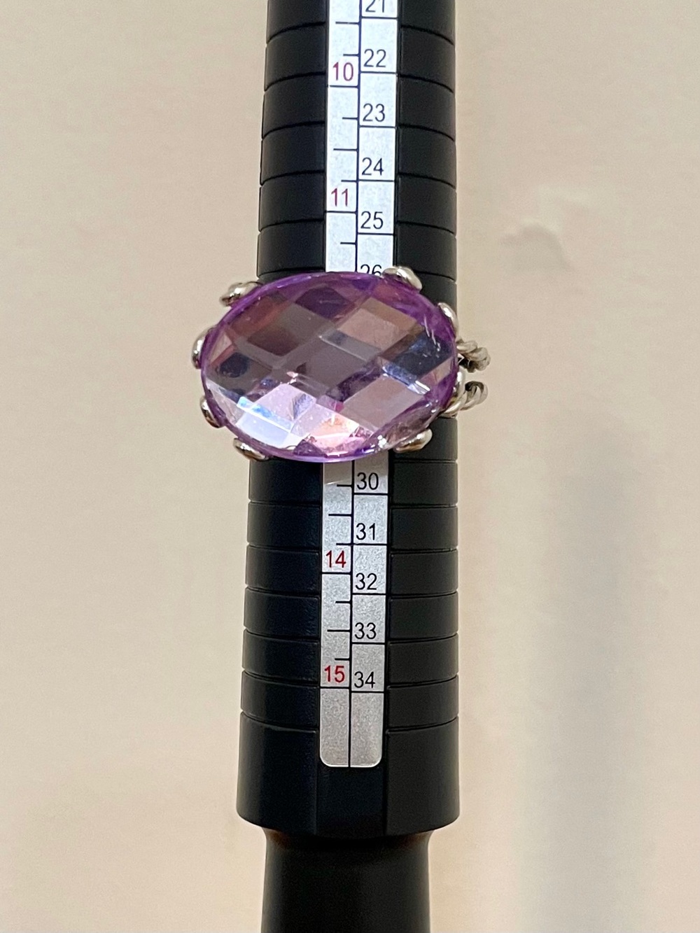 Vintage Purple Amethyst Rhinestone Adjustable Silver Tone Statement Ring - Picture 9 of 9